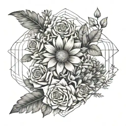 Garden Sleeve With Daisy And Roses