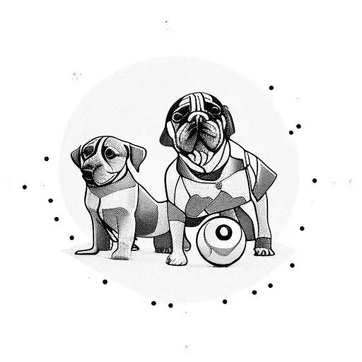 A Group Of Dogs Bowling With Rainbow-colored Bowling Balls