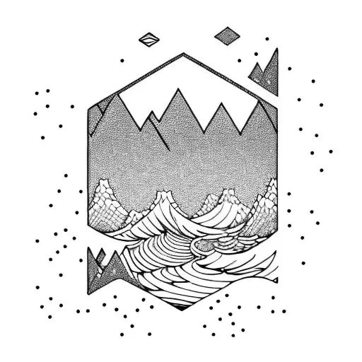 Ocean Wave With A Mountain