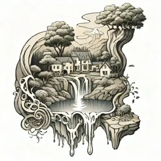 Trompe L'oeil Landscape With Overflowing Water