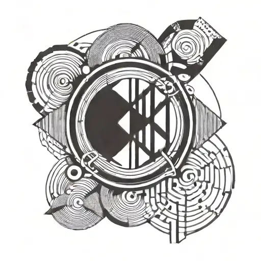 Small Abstract Tattoo With Circle Straight Lines