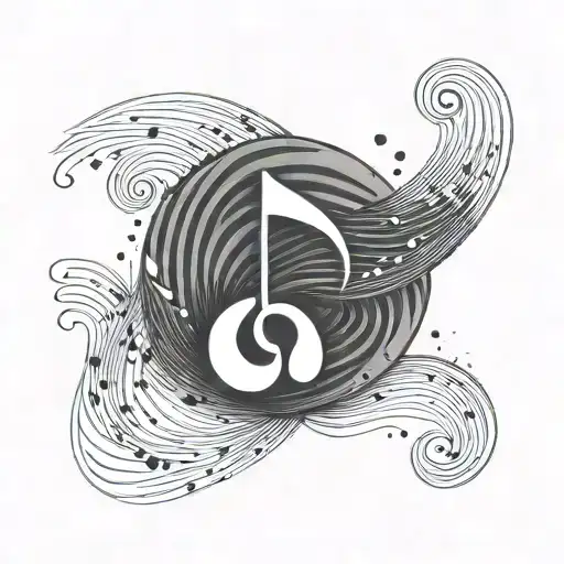 A Small Tattoo Of A Music Note Blending Into A Wave On The Beach