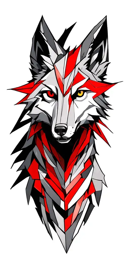 Wolf Armor With Red And Metal Colors