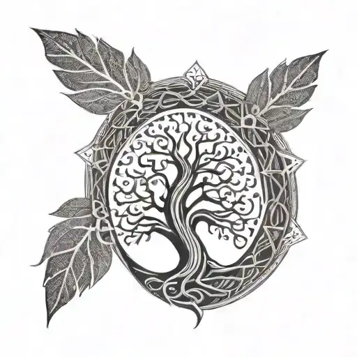 Maori And Fine Line Style With A Tree With Its Roots Which Shows Growth