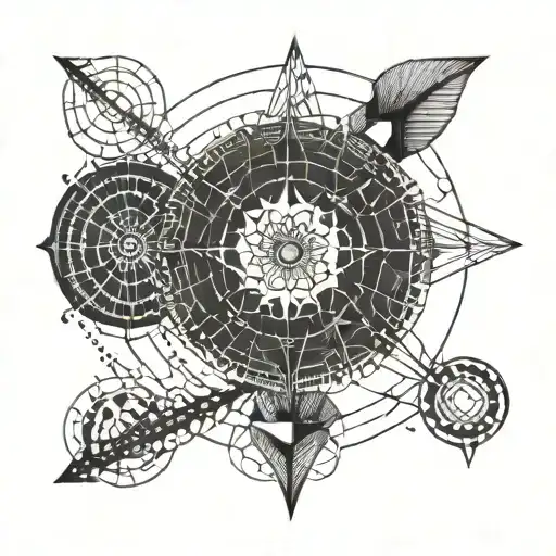 Small Tattoo With Oval Circle Straight Lines And Dots