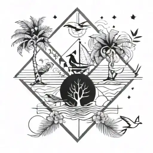 Nautical Tropical Trees And Birds