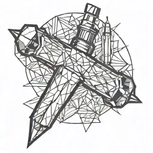 Black And White Outline Of A Crystal In The Form Of A Syringe