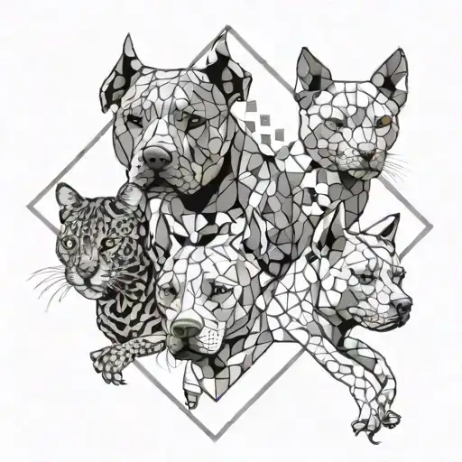 1 Pitbull 2 Gatos Y Aves