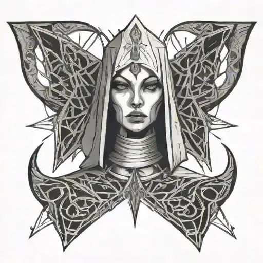 Sexy Demon Nun Tattoo Sketch