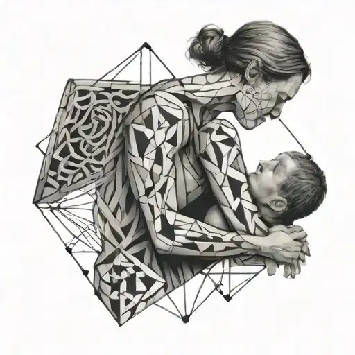 Son And Mother Hugging Itself Surrounded My Music Notes