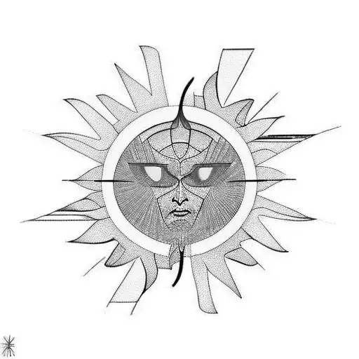 Phoenix Robot With Sun Geometric