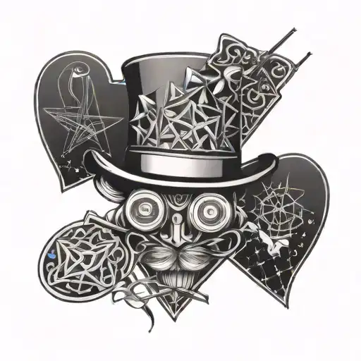 Top Hat Surrounded By Mini Hearts And Guitars