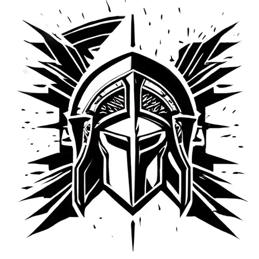 Spartan Helmet Surrounded In Script