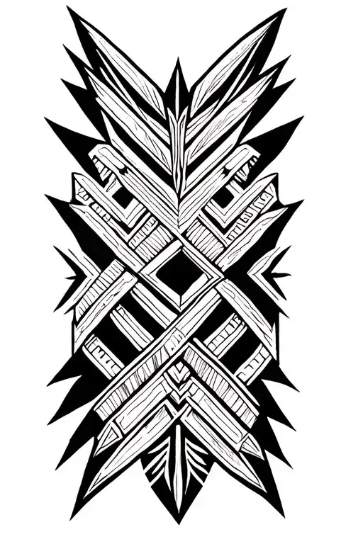 Long Arrow Head In Polynesian Forearm Sleeve