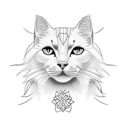 Fluffy White Cat With A Puffy Tail