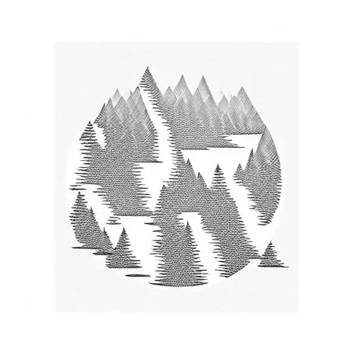 Sound Wave The Is Reflected Horizontally In The Image Of A Forest Mountain Lake
