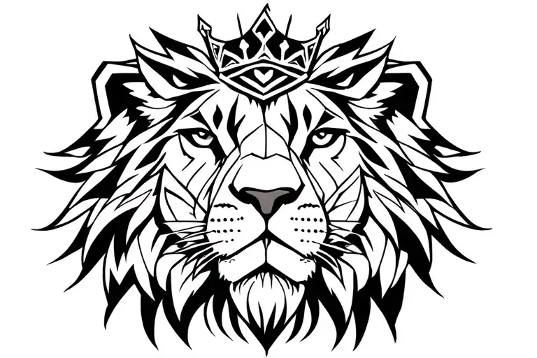 Lion Face With Crown Looking