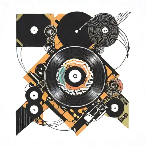 Music Vinyl Surrounded With Psychedelic Geometry