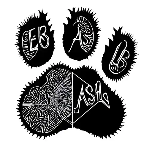 Paw Print With Leo And Ash Written Inside