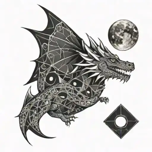 Dragon With Phases Of The Moon
