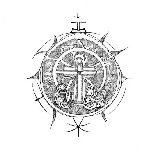 Saint Benedict Cross And Aquarius Zodiac Sign