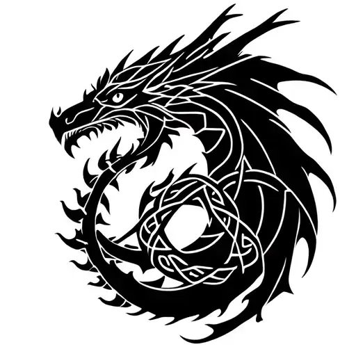 Nordic Dragon Wirh Celtic Triquetra In Its Claws Stuck