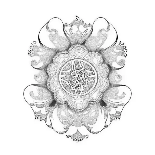 Ornamental Lacy Tear Drops Wrap Around Leg Calf To Front Splash Of Color Teal And Purple