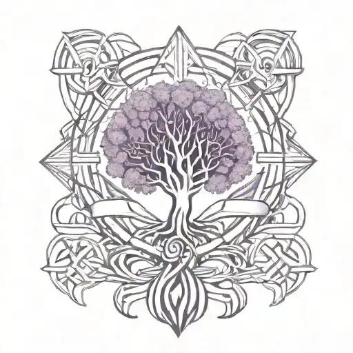 Tree Of Life And Purple Ribbon