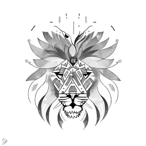 A Sketch Of A Lion Surrounded By Musical Symbols
