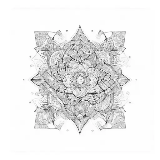Intricate Geometric Pattern Incorporating Elements Of Nature