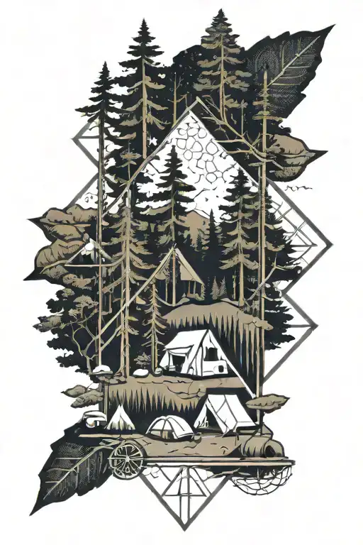 Camping Forrest Half Sleeve