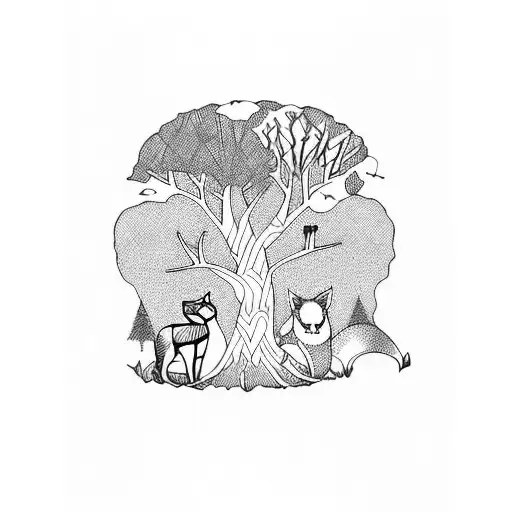 Tree Sleeve With Woodland Animals