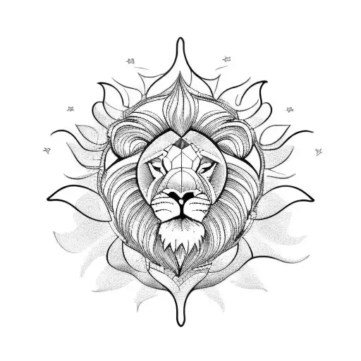 Ocean Wave And Lion And Sun