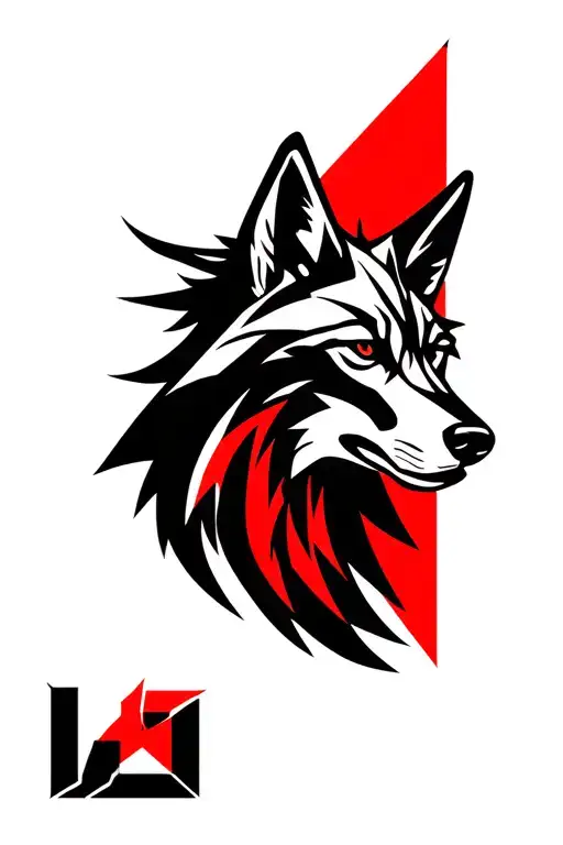 A Wolf's Head In Red And Black Reminiscent Of The Anti-fascist Movement