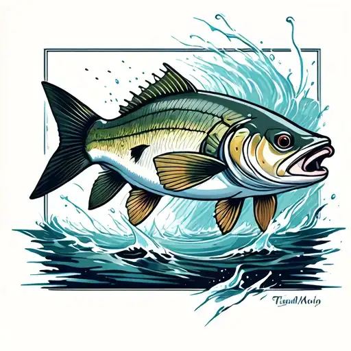 Large Mouth Bass Jumping Out Of Water