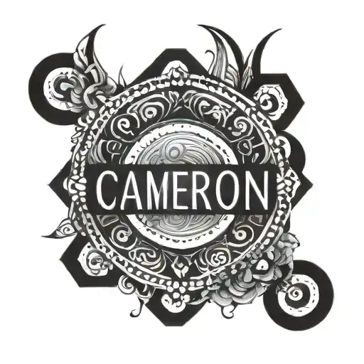 The Name Cameron In Black In With Watercolor Background