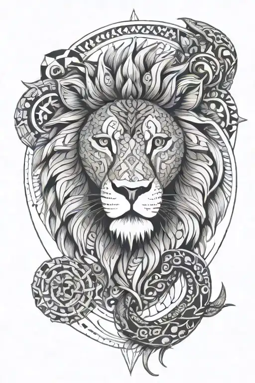 Mandala Lion And Snake