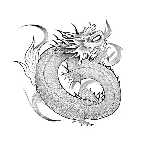 Japanese Dragon With Fire