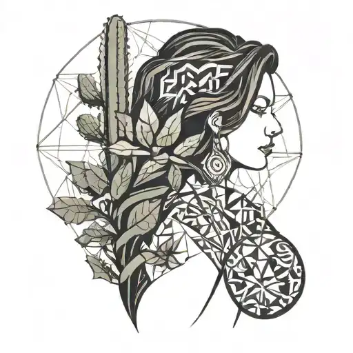 Curvy Darkhaired Lady With Cactus