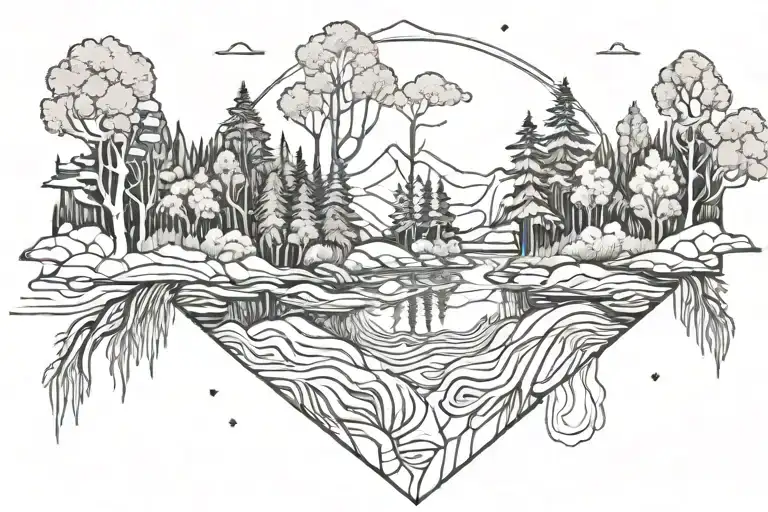 River Flowing Through A Dense Forest Scene