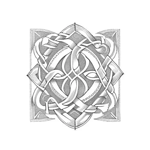 Ankle Band With Celtic Knots And Gemetric Shapes