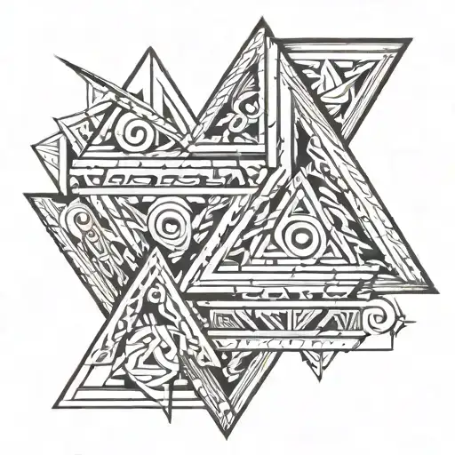 2 Triangles With Roman Numbers Inside But Abstract