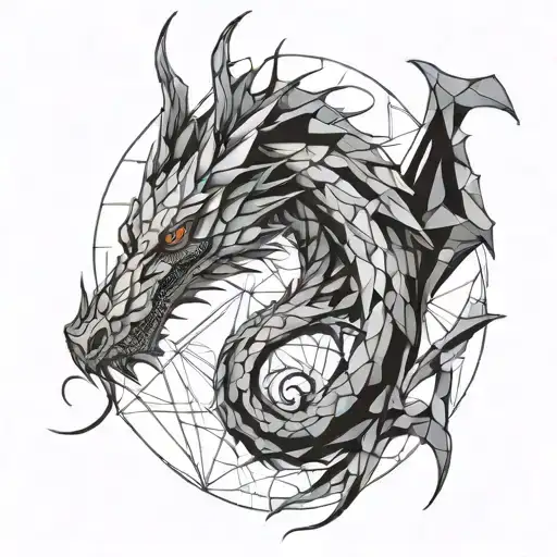 Dragon Emerging Centrically In Symmetry