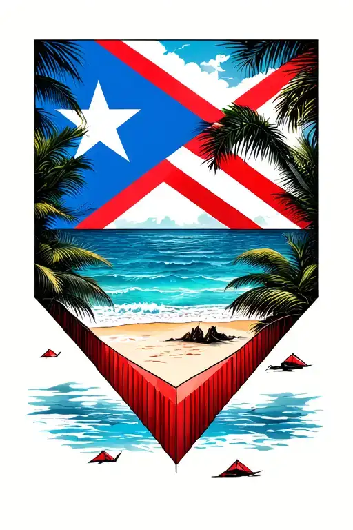 Puerto Rico Flag Beach Landscape
