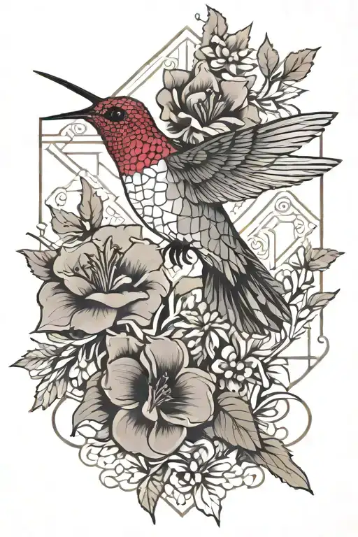 Hummingbird Surrounded By Flowers