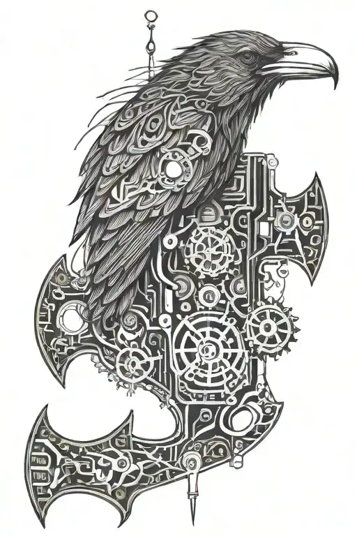 Viking Axe Raven Skull Circuit Board Design