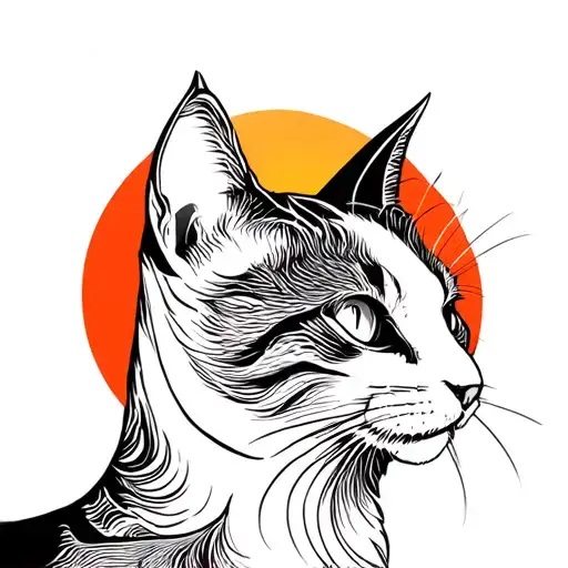 Cat Profile And Japanese Sun