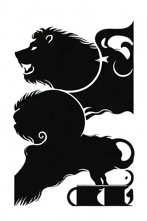 Moon With Leo Lion And Capricorn Ram Loving Each Other Inside