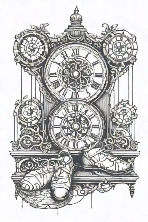 Baby Feet And Old Clock Marking 12Pm