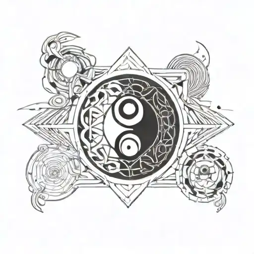 Yin Yang Symbol Surrounded